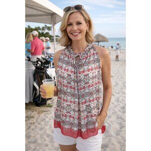 Max Studio size Small Women's Sleeveless Halter Top Floral Print